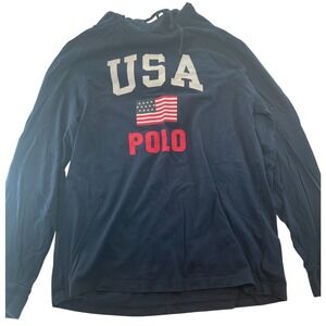 Polo USA‎ Flag Hoodie Long Sleeve Pullover Casual Top Sweatshirt